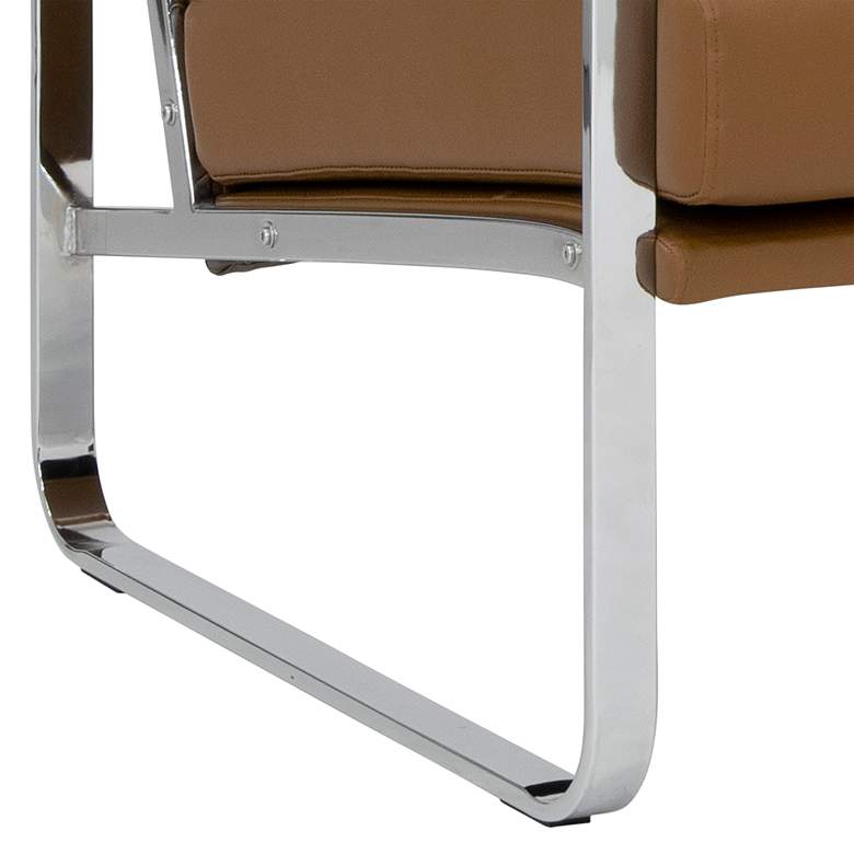Image 3 Allure Caramel Leather and Chrome Steel Accent Chair more views