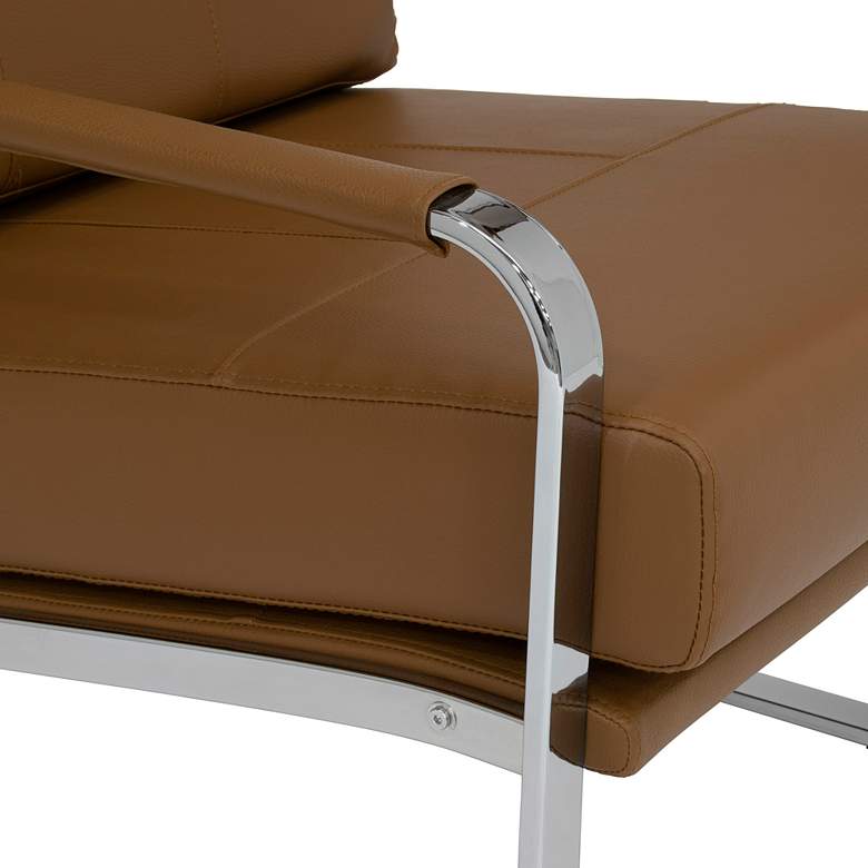 Image 4 Allure Caramel Leather and Chrome Steel Accent Chair more views