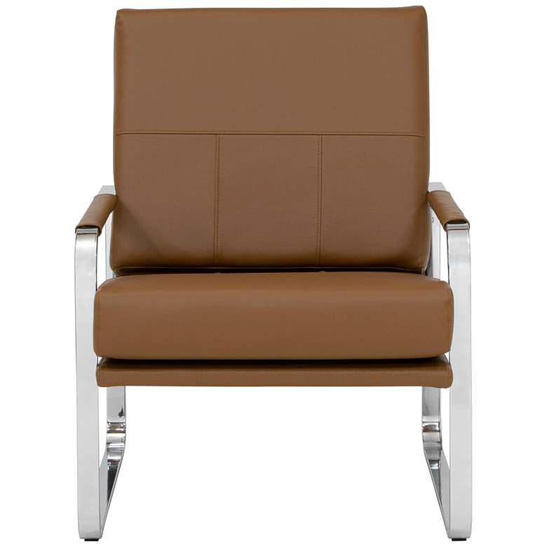 Image 6 Allure Caramel Leather and Chrome Steel Accent Chair more views
