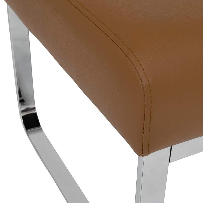Image 4 Allure Caramel Leather and Chrome Steel Rectangular Ottoman more views