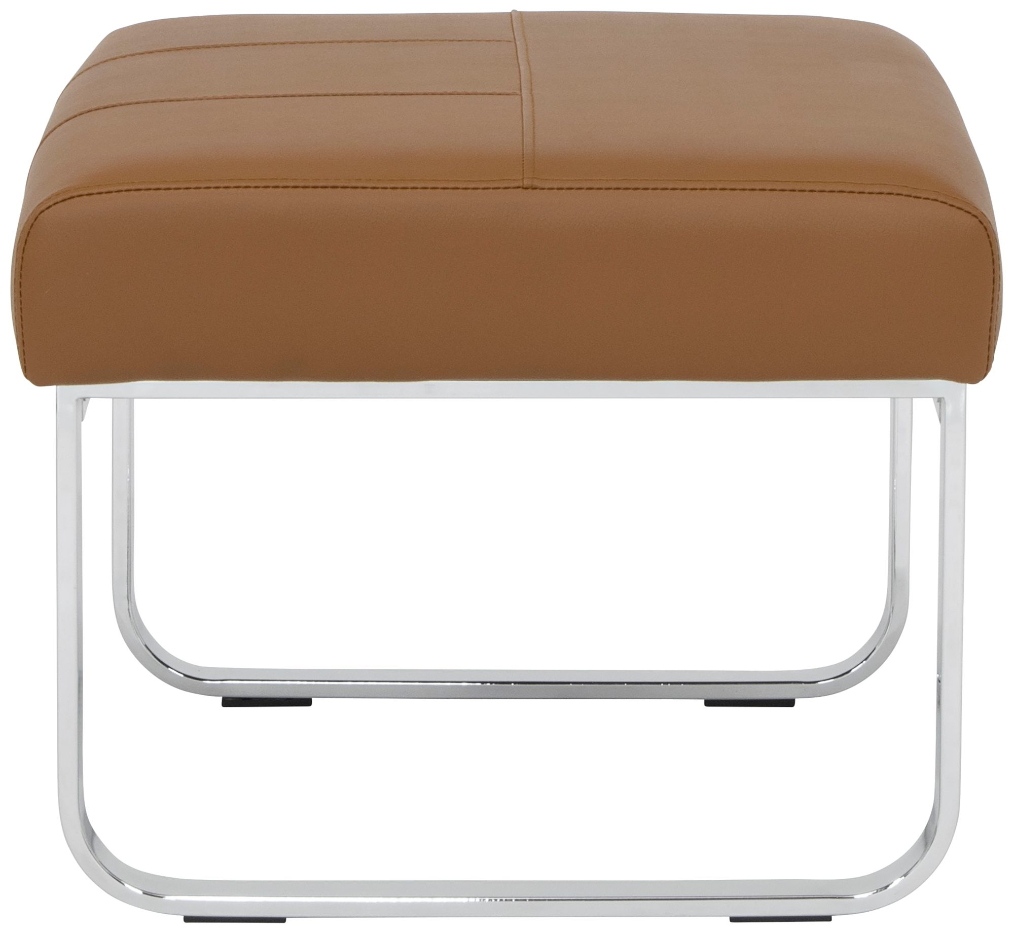 Allure Caramel Leather and Chrome Steel Rectangular Ottoman