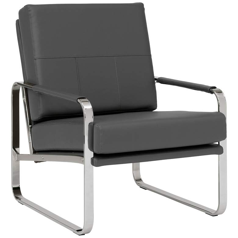 Image 1 Allure Gray Blended Leather Accent Arm Chair