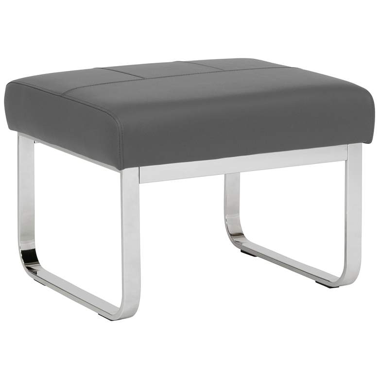 Image 1 Allure Smoke Leather and Chrome Steel Rectangular Ottoman
