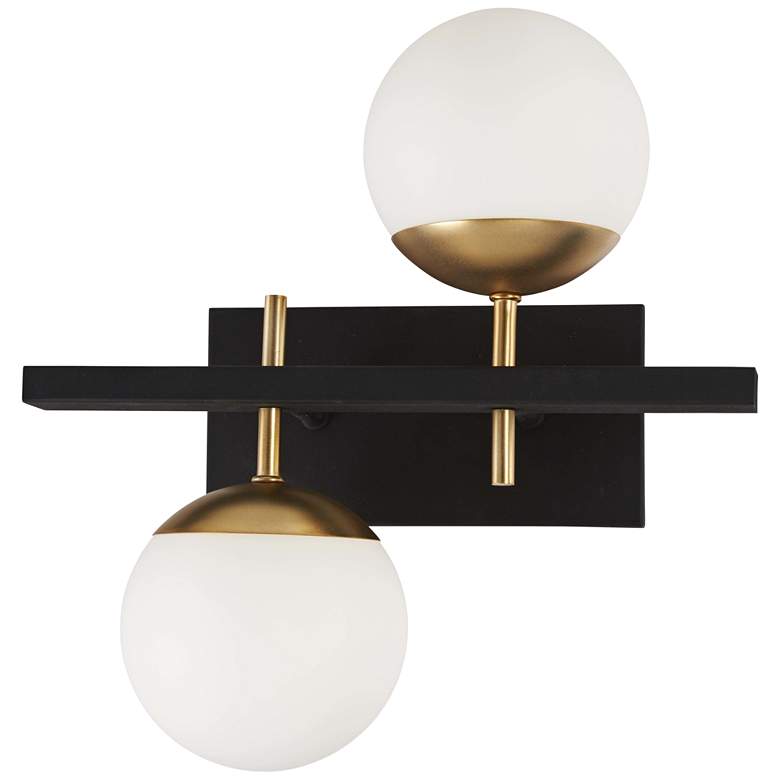 Image 1 Alluria 15 1/4" High Black and Gold 2-Light Wall Sconce