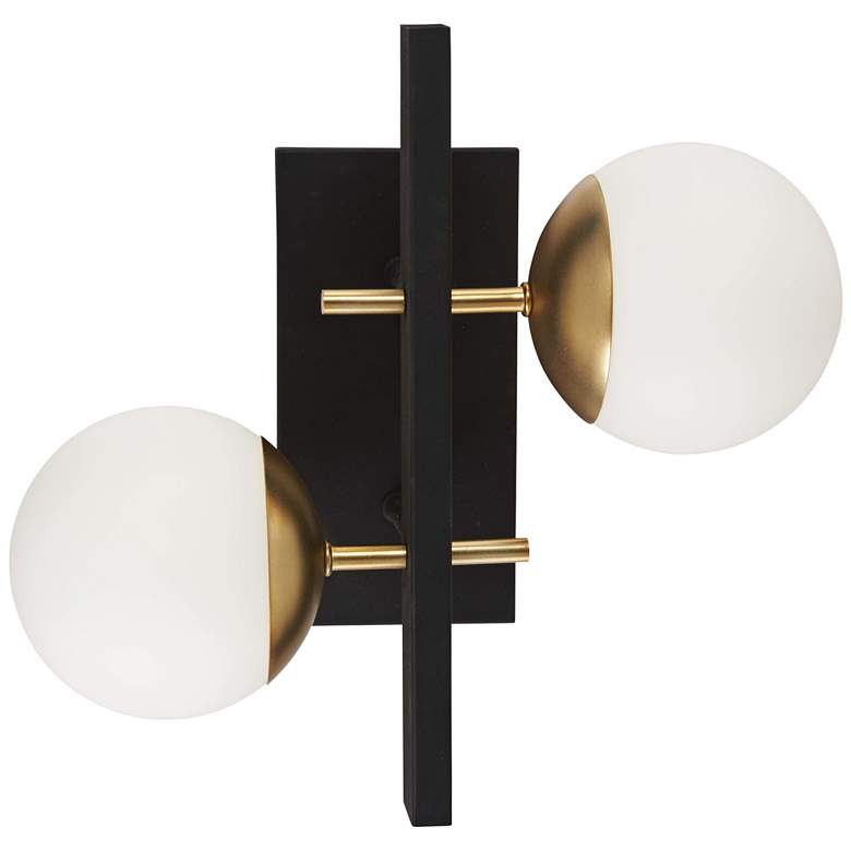 Image 3 Alluria 15 1/4" High Black and Gold 2-Light Wall Sconce more views