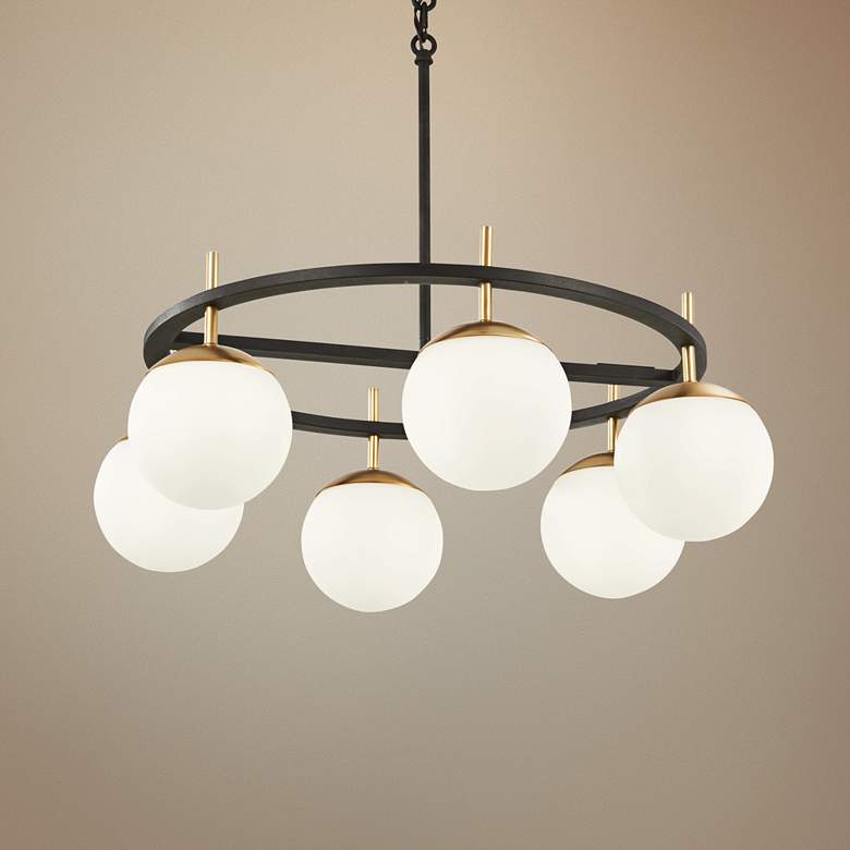 Alluria 27&quot;W Weathered Black and Autumn Gold 6-Light Pendant