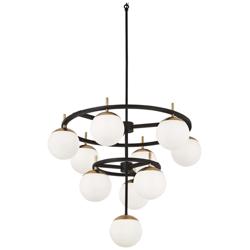 Alluria 30&quot;W Weathered Black and Gold 10-Light Chandelier