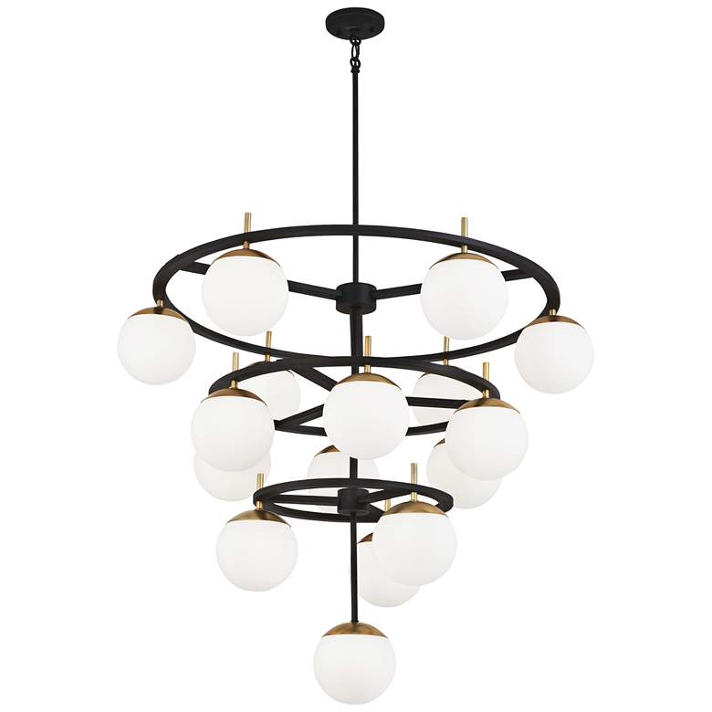 Image 2 Alluria 36 inchW Weathered Black and Gold 16-Light Chandelier