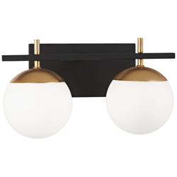Alluria 8 1/2&quot; High Black and Gold 2-Light Wall Sconce