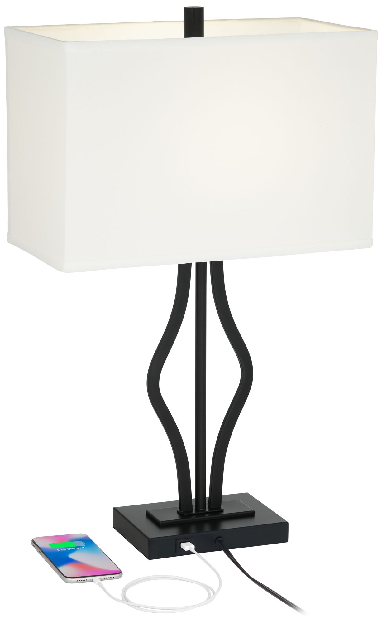 Ally Black Metal USB Table Lamps Set of 2 63R34 Lamps Plus