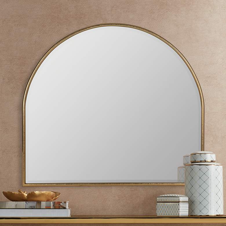 Image 1 Allyson Gold 40 inch x 36 inch Arched Top Oversized Wall Mirror