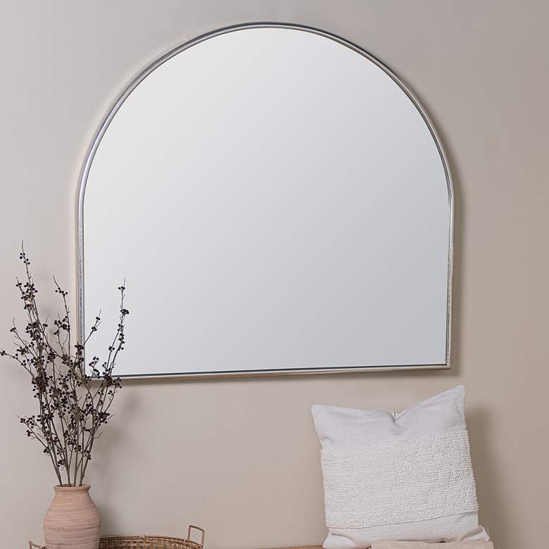 Image 1 Allyson Silver 40" x 36" Arched Top Oversized Wall Mirror