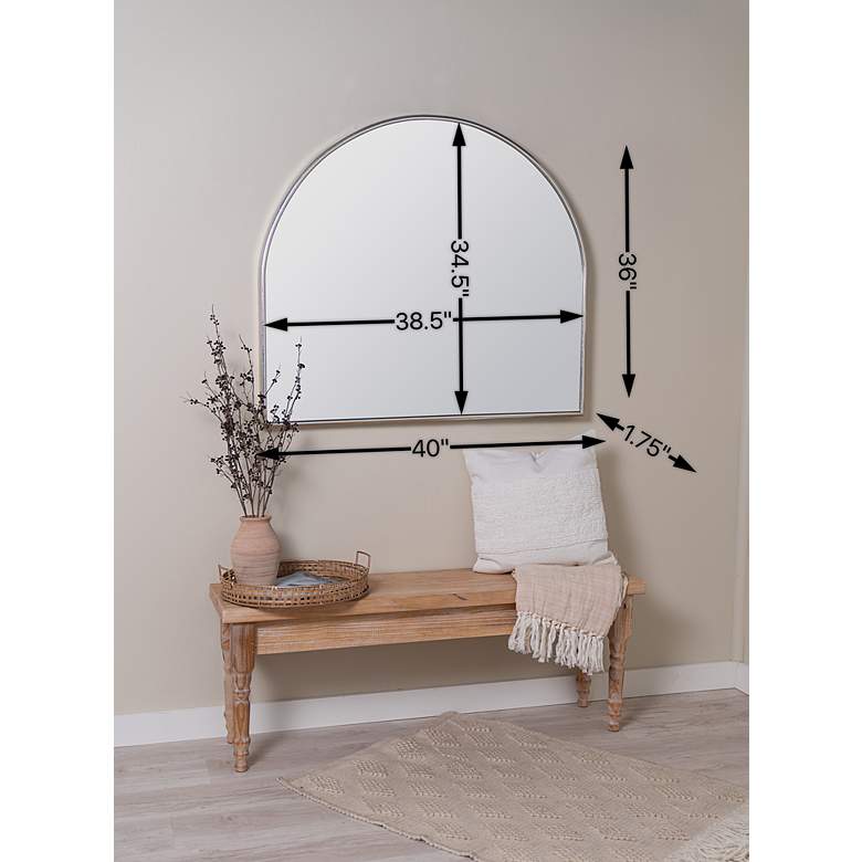 Image 7 Allyson Silver 40" x 36" Arched Top Oversized Wall Mirror more views