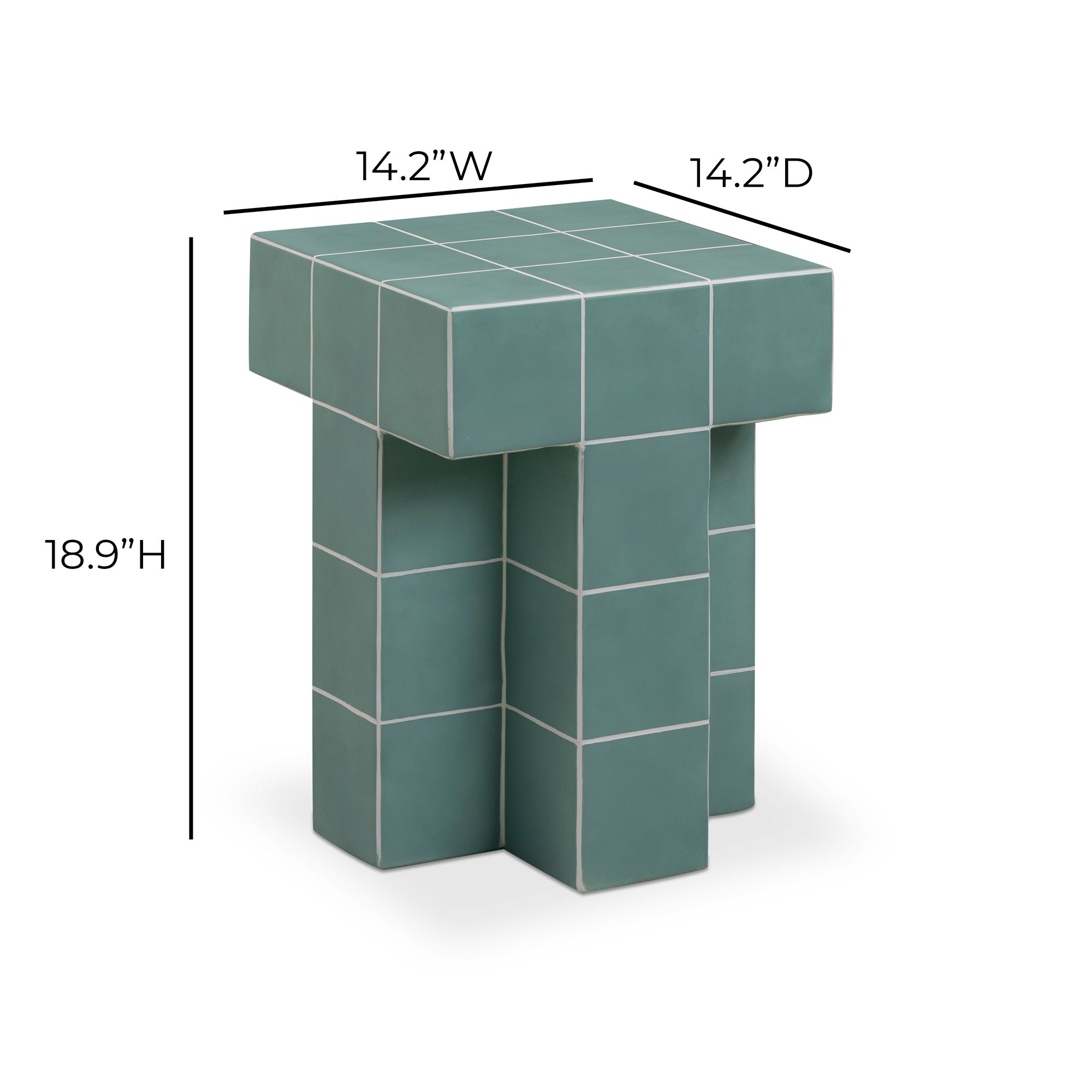 Alma Green Tile Concrete Indoor/Outdoor Side Table