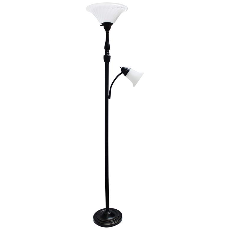 Image 1 Alma Mother-Daughter 72" Bronze Torchiere Floor Lamp with Side Light
