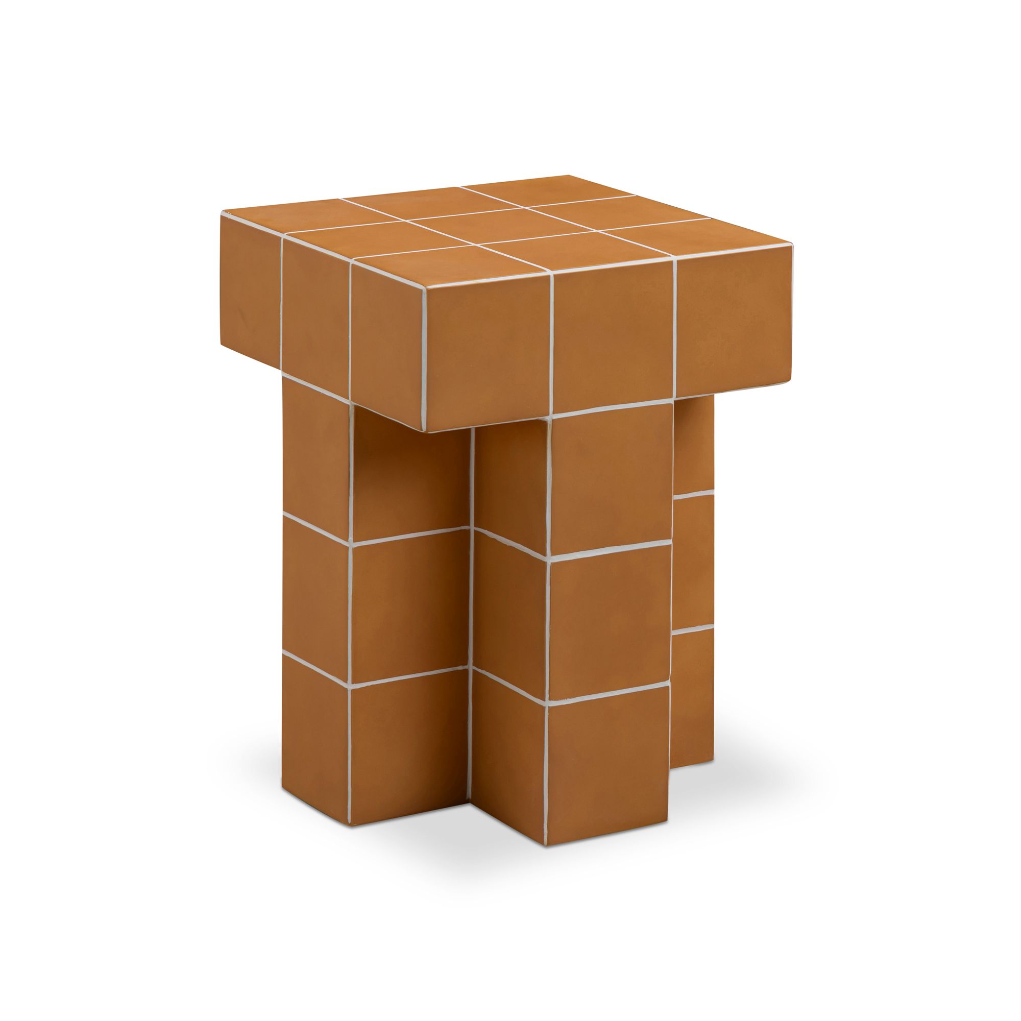 Image 2 Alma Orange Tile Concrete Indoor/Outdoor Side Table more views