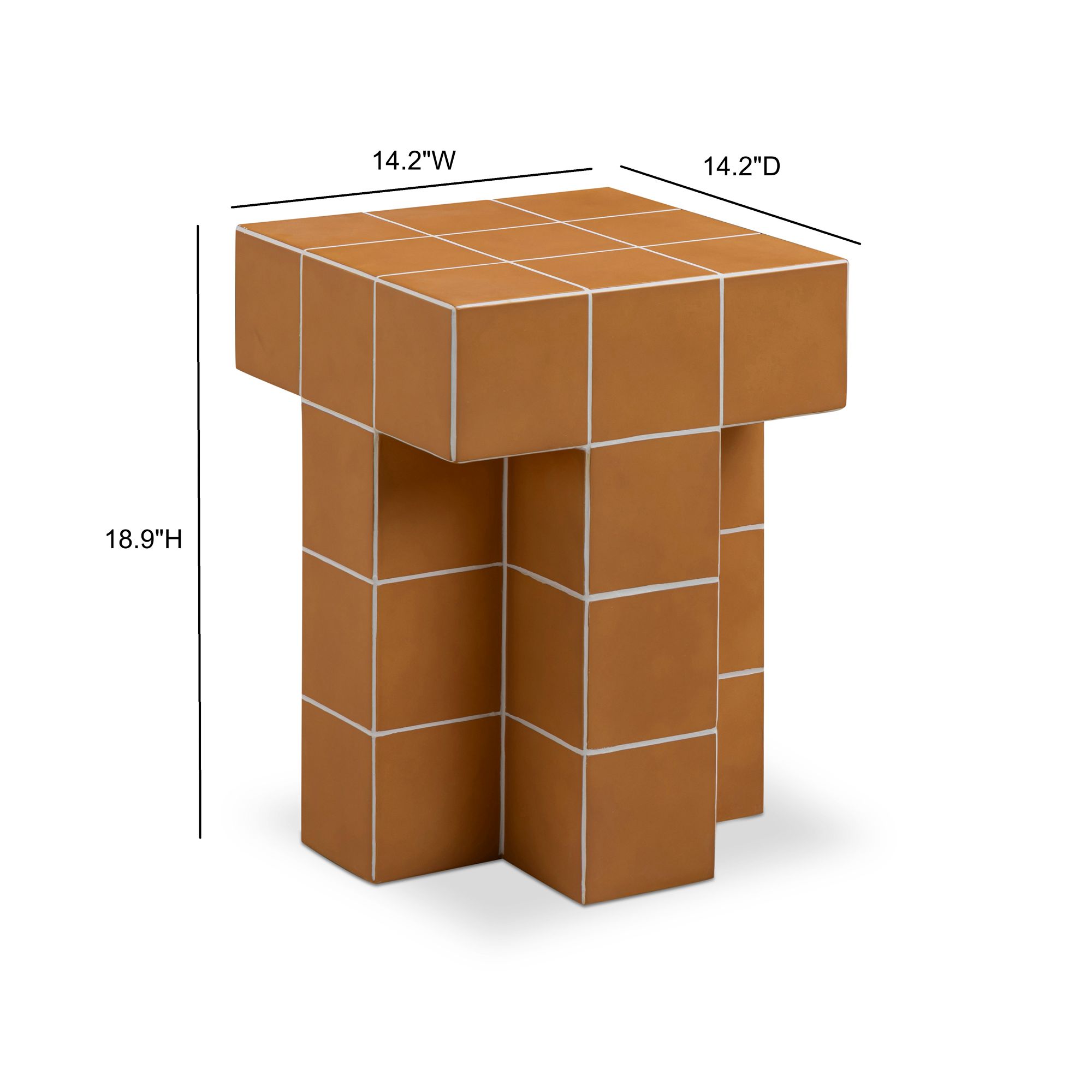 Image 5 Alma Orange Tile Concrete Indoor/Outdoor Side Table more views