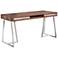 Alma Polished 2-Drawer Stainless Steel Acacia Wood Top Desk