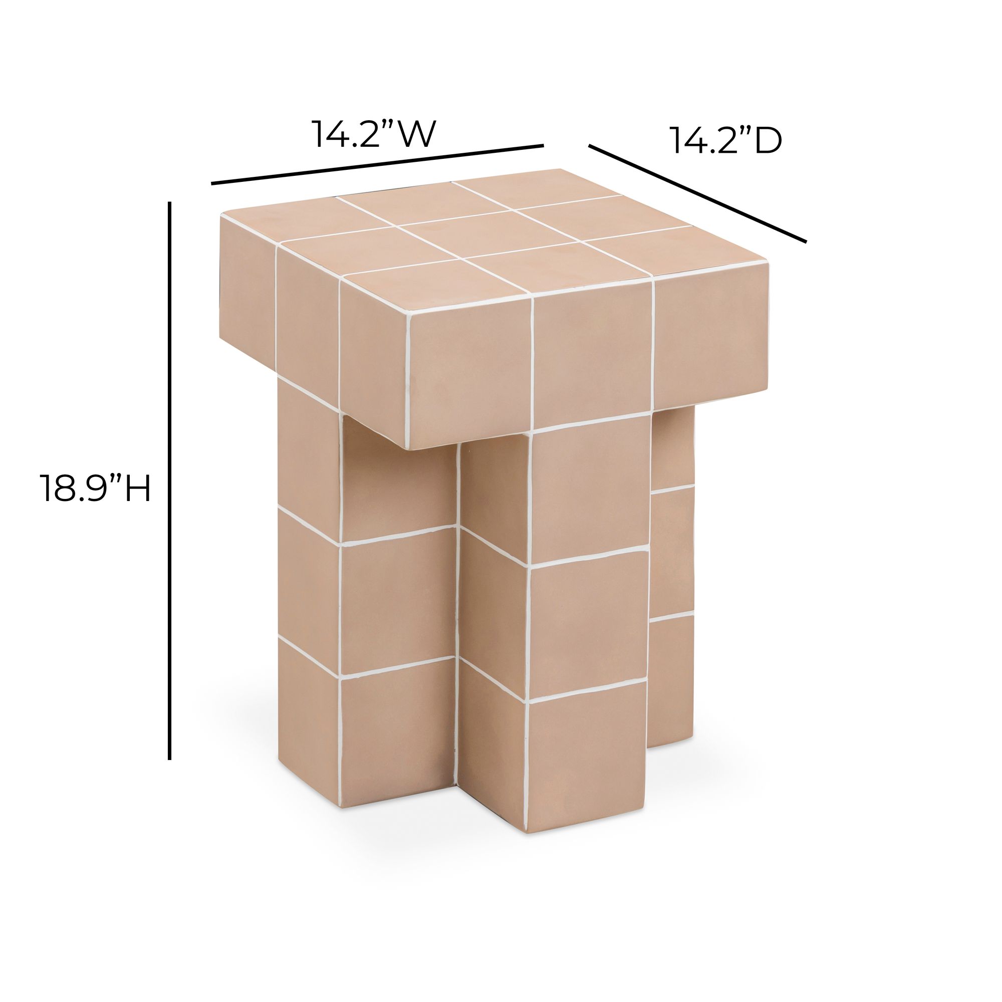 Image 5 Alma Taupe Tile Concrete Indoor/Outdoor Side Table more views