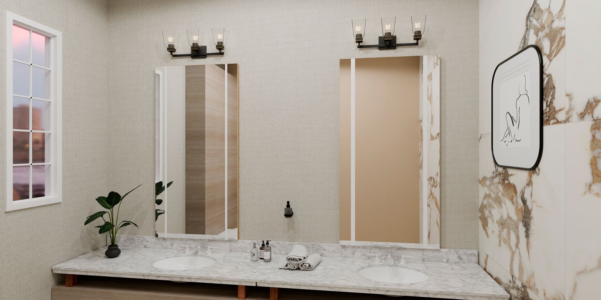 Image 6 Almany 3-Light Matte Black Bath Light more views