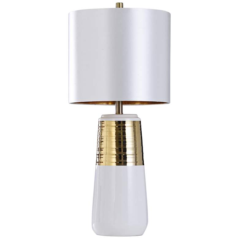 Image 1 Almanzi Gold Foil and Gloss White Ceramic Table Lamp