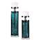 Almanzora Teal Blue Glass Modern Candle Holders - Set of 2