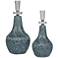 Almera Distressed Dark Teal Glaze Ceramic Bottles Set of 2