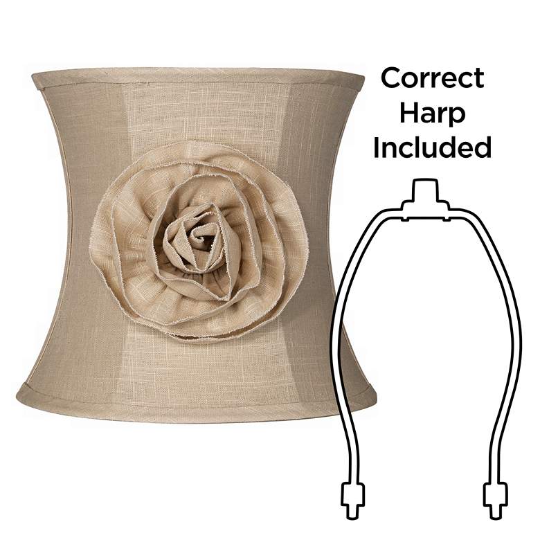 Image 5 Almond Linen Flower Set of 2 Drum Shades 11x12x11 (Spider) more views