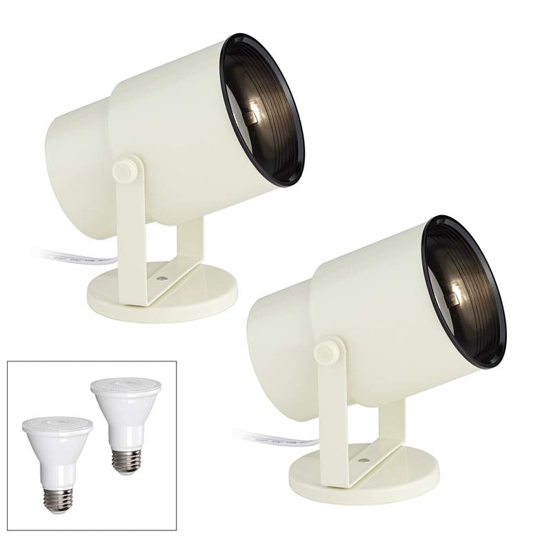 Almond White 8&quot; High 3000K LED Accent Uplight Set of 2