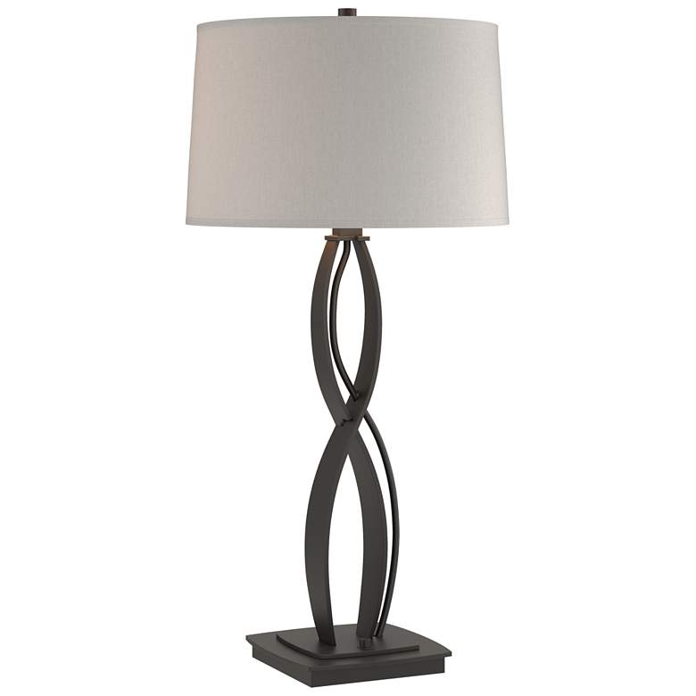 Image 1 Almost Infinity 31 inch High Tall Black Table Lamp With Flax Shade
