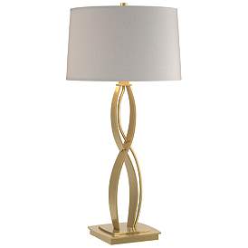 Image1 of Almost Infinity 31" High Tall Modern Brass Table Lamp With Flax Shade