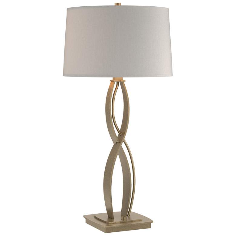 Image 1 Almost Infinity 31 inch High Tall Soft Gold Table Lamp With Flax Shade