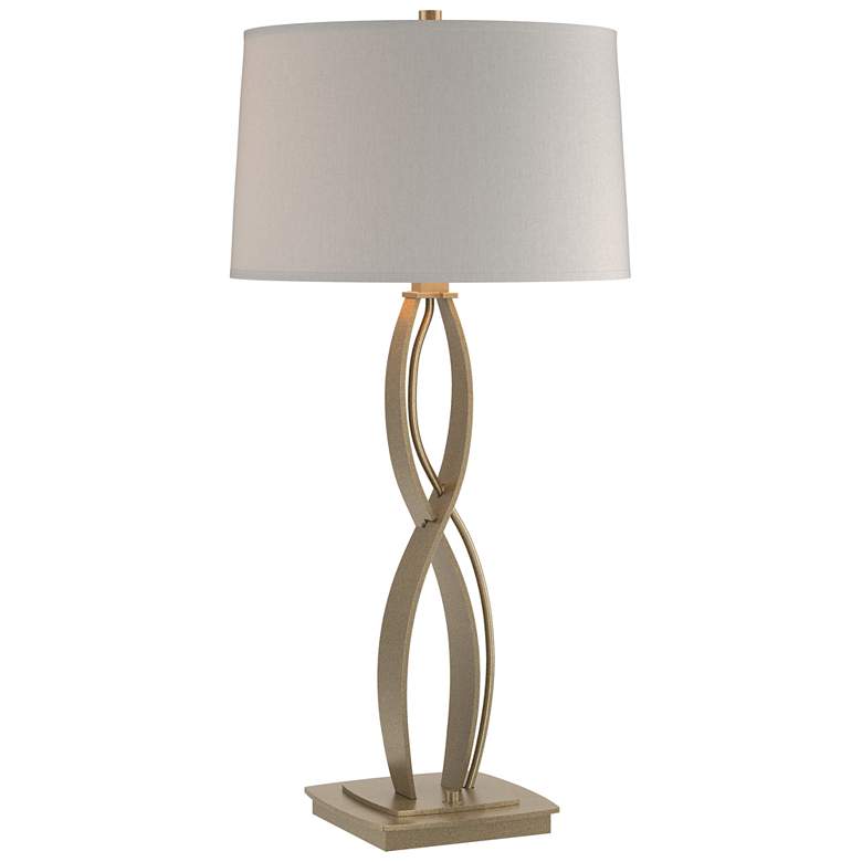 Image 1 Almost Infinity 31" High Tall Soft Gold Table Lamp With Flax Shade