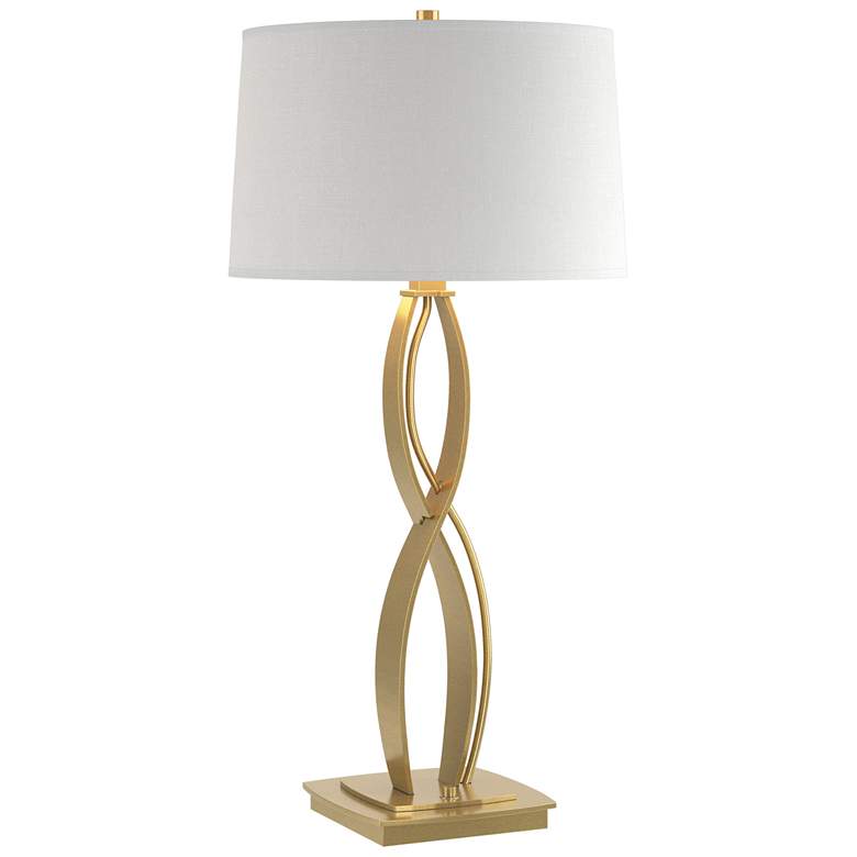 Image 1 Almost Infinity 31 inchH Tall Modern Brass Table Lamp w/ Anna Shade