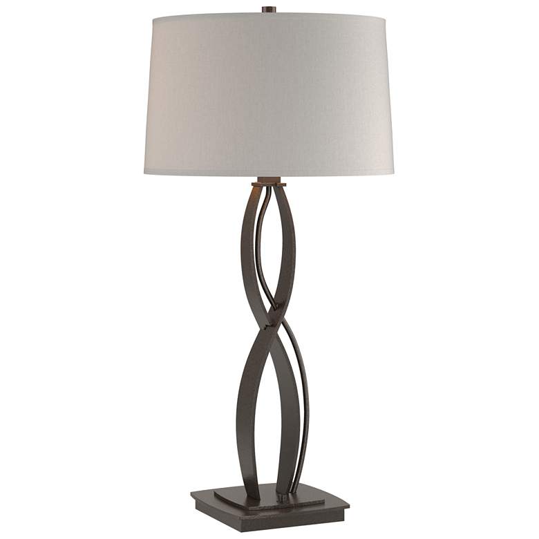 Image 1 Almost Infinity 31 inchH Tall Oil Rubbed Bronze Table Lamp w/ Flax Shade