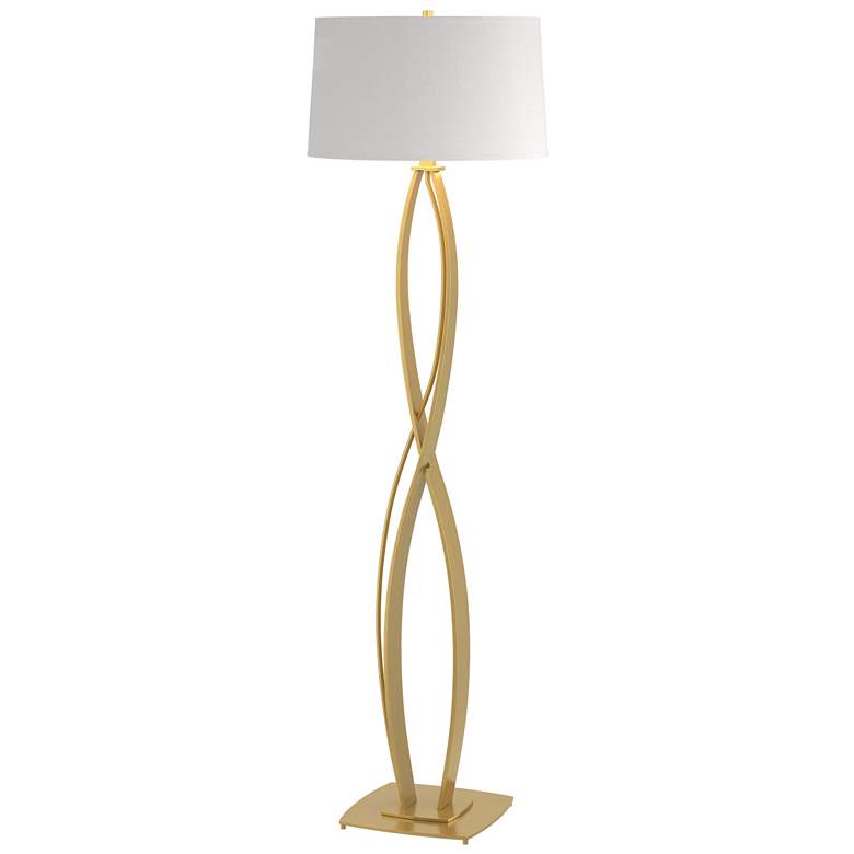 Image 1 Almost Infinity Floor Lamp - Modern Brass Finish - Natural Anna Shade