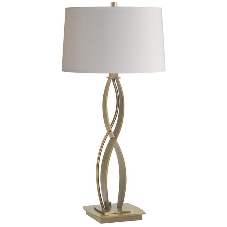 Image 1 Almost Infinity Table Lamp - Modern Brass Finish - Flax Shade