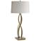 Almost Infinity Table Lamp - Modern Brass Finish - Flax Shade