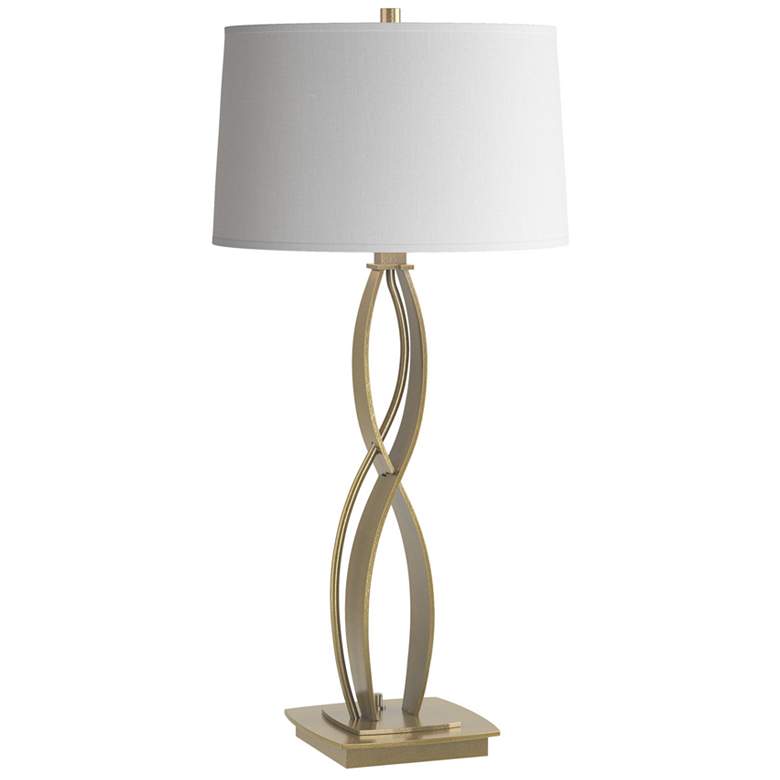 Image 1 Almost Infinity Table Lamp - Modern Brass Finish - Natural Anna Shade
