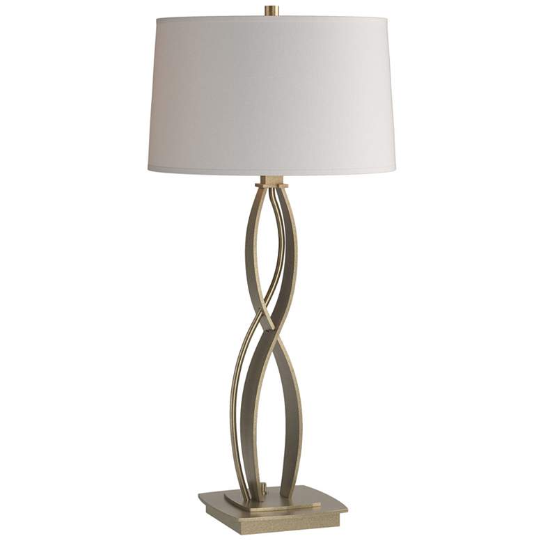 Image 1 Almost Infinity Table Lamp - Soft Gold Finish - Flax Shade