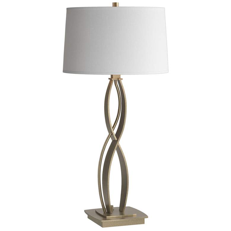 Image 1 Almost Infinity Table Lamp - Soft Gold Finish - Natural Anna Shade