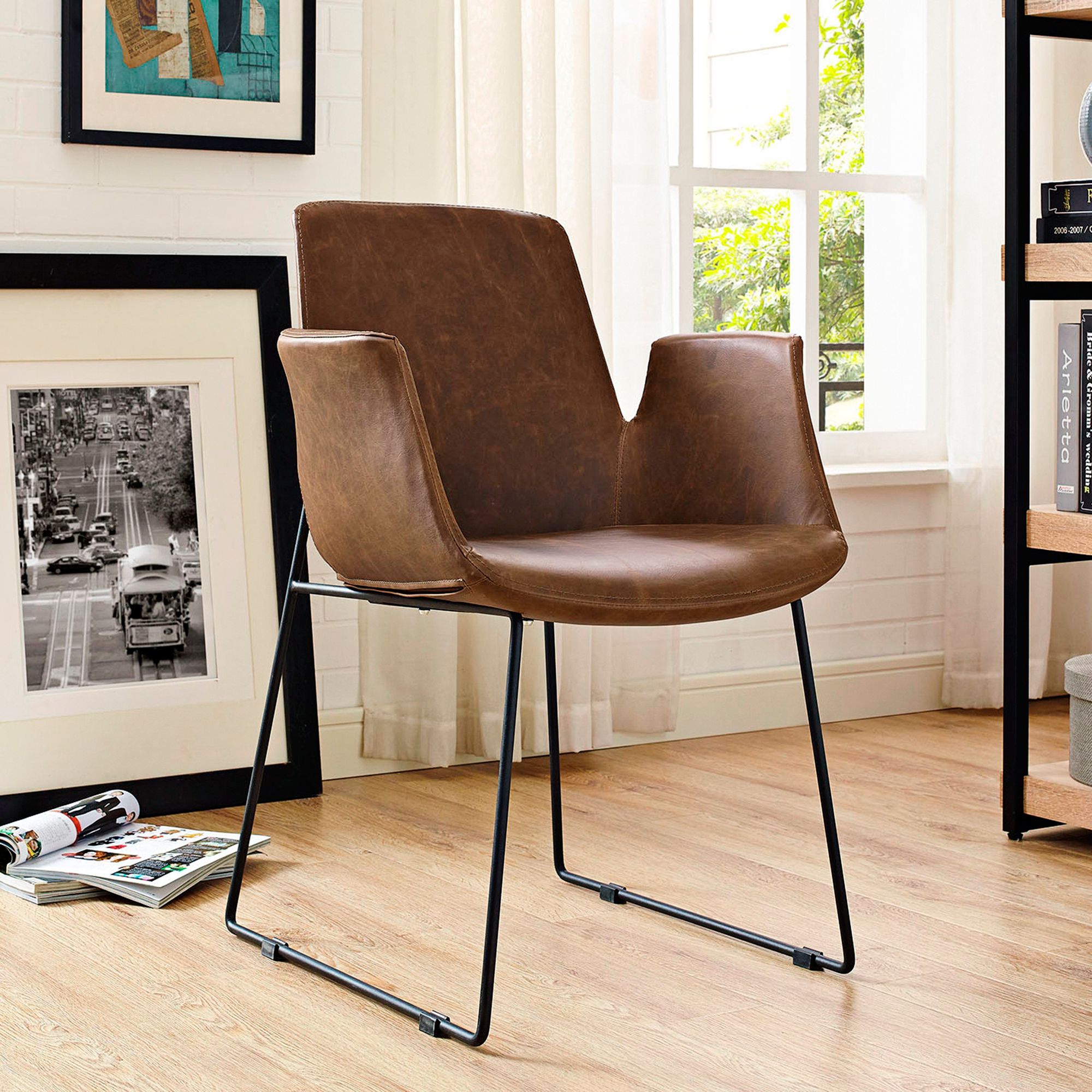 tan brown leather dining chairs