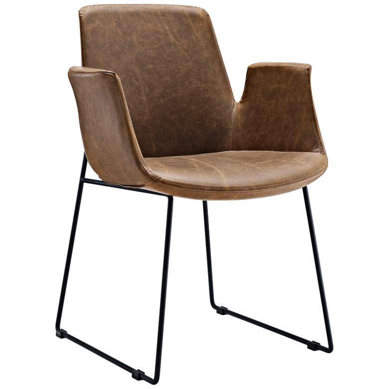 Aloft Brown Faux Leather Modern Dining Chair