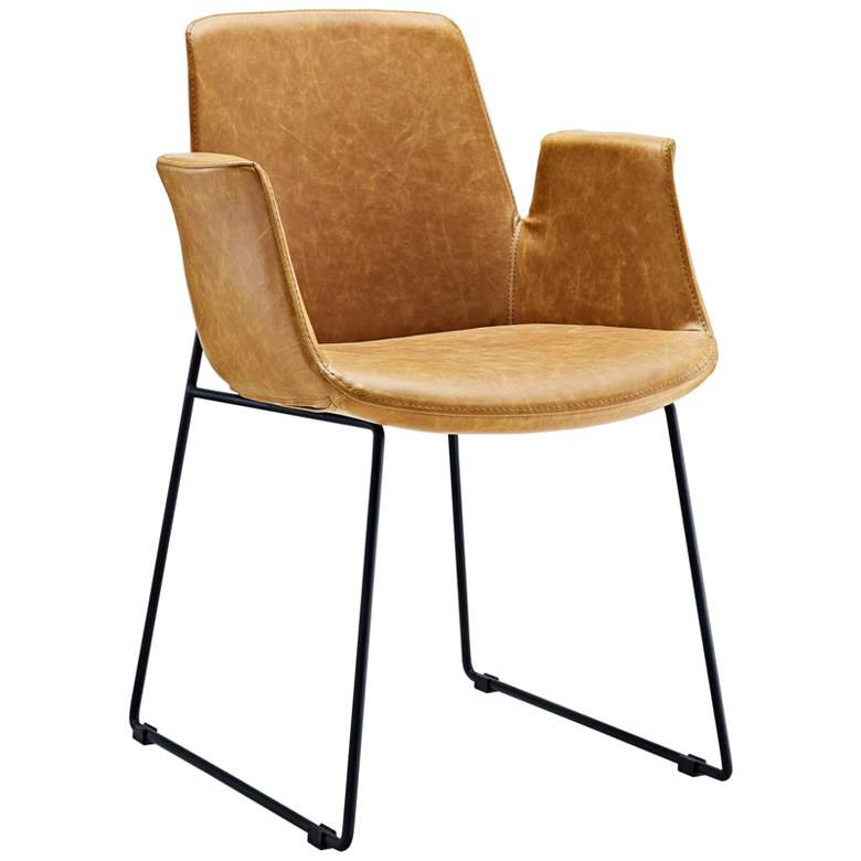 Image 2 Aloft Tan Faux Leather Modern Dining Chair