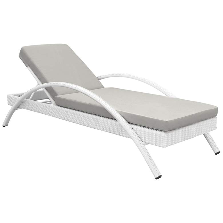 Image 1 Aloha Adjustable Patio Outdoor Chaise Lounge Chair in White Wicker