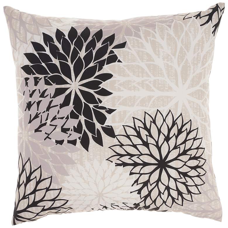Aloha Black White 20&quot; Square Indoor/Outdoor Throw Pillow