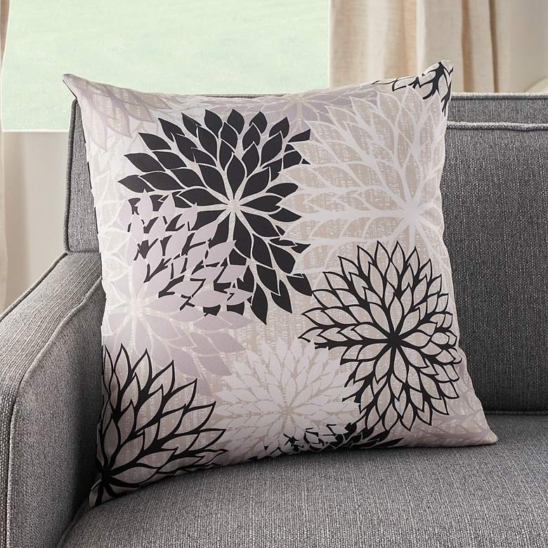 Image 1 Aloha Black White 20" Square Indoor/Outdoor Throw Pillow