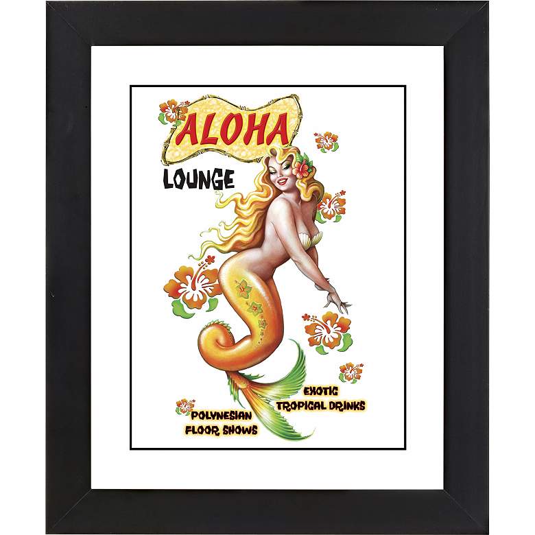 Image 1 Aloha Mermaid Black Frame Giclee 23 1/4 inch High Wall Art