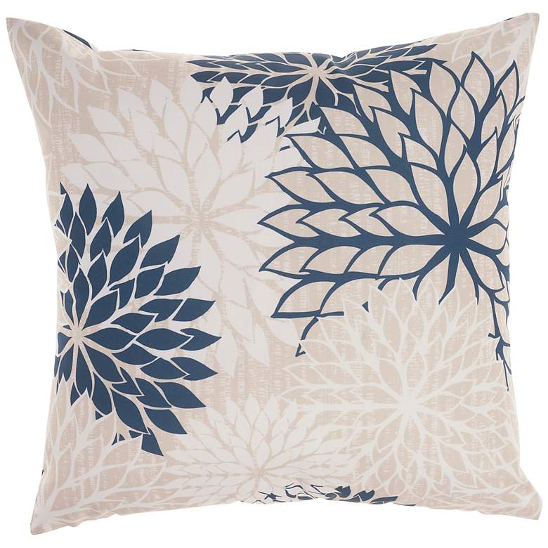 Aloha Navy Ivory 20&quot; Square Indoor/Outdoor Throw Pillow