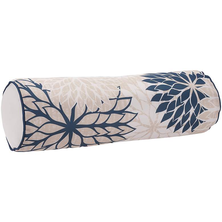 Image 4 Aloha Navy Ivory 20" x 6" Indoor/Outdoor Bolster Pillow more views